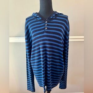 Vince Striped Pullover Sweater Hoodie in Coastal Size XL NWT